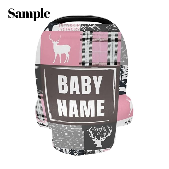 Personalized Baby Car Seat Covers with Name, Custom Nursing Cover Breastfeeding for Babies, Carseat Canopy for Girls and Boys, Infant Stroller Cover, Breathable Carseats Cover(Red Tractor Farm Theme)