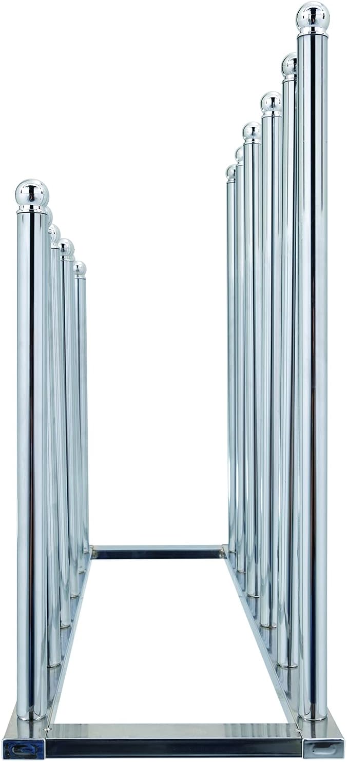 MyGift Modern Chrome Plated Metal 6 Pair Tall Boot Rack Display Holder, Freestanding Entryway or Closet Shoes and Boot Stand Organizer, Made in Taiwan