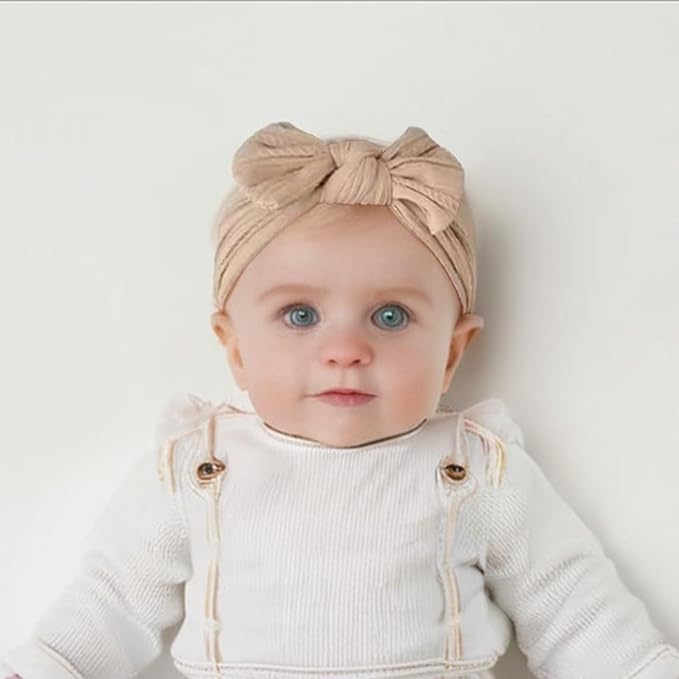 6PCS Baby Headbands, Girls Headbands with Bows, Soft Stretchy Nylon Hair Bands Hair Accessories for Newborn Infant Toddler