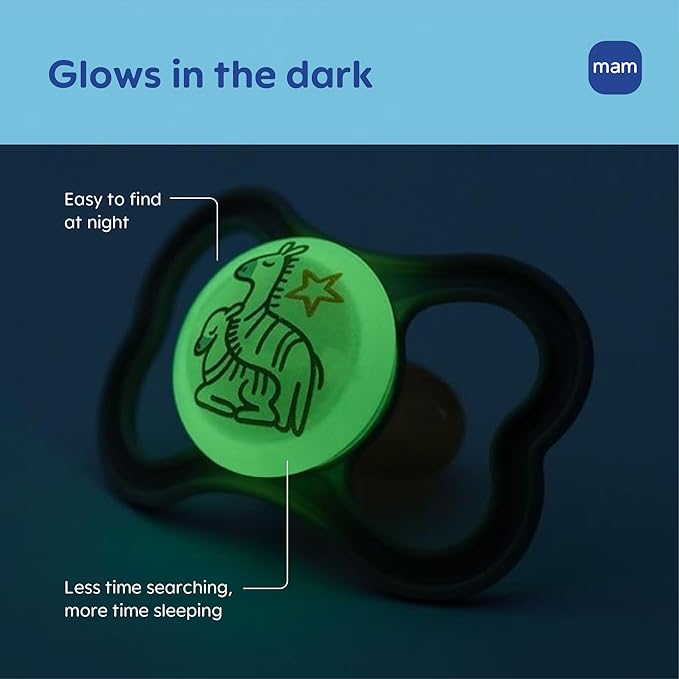 MAM Air Pacifier for Babies 6-16 Months, Extra Air Flow for Sensitive Skin, Glows in The Dark, Developed with Medical Experts, BPA-Free Skin Soft Silicone, 3 Count, Made in Europe