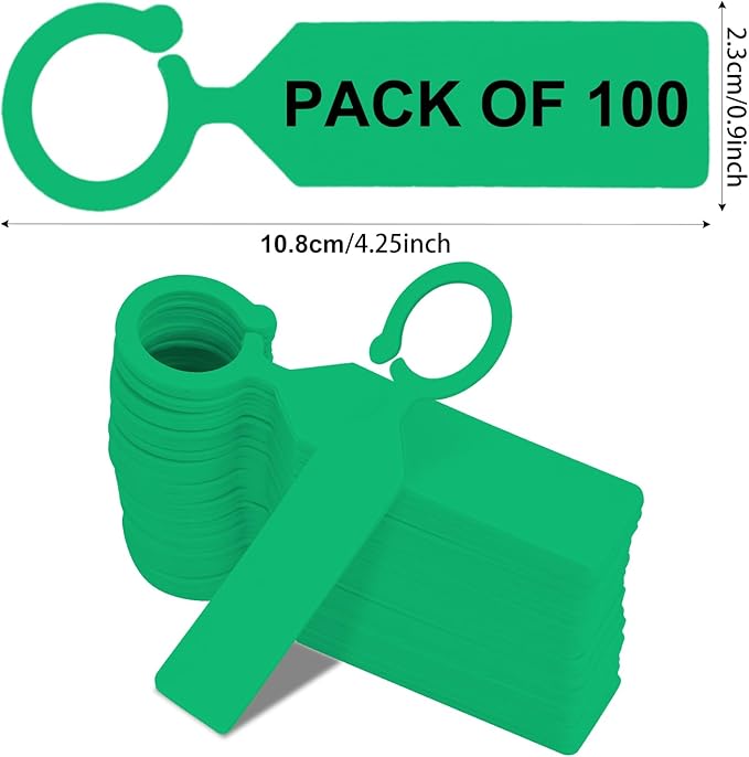 Plant Labels Yuanling 100Pcs Plastic Waterproof Plant Tree Tags Nursery Garden Markers for Indoor Outdoor Gardening Plants Vegetables Flowers Potted (Green Color with 1 Marker Pen)