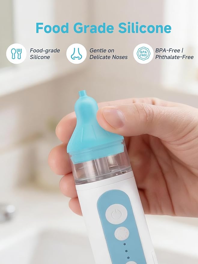 Nasal Aspirator Replacement Tips Compatible with Frida Baby Nose Sucker, Soft Silicone Tips for Infant & Toddler, BPA-Free Reusable Replacement Parts Accessories, 4pcs