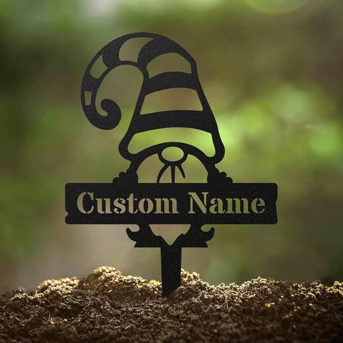 RealSteel Customizable Gnome Seed & Plant Markers – Durable Metal Garden Stakes for Herbs, Fruits & Vegetables – Weatherproof Tags for Farmhouse & Greenhouse Décor (Type 4, Large)
