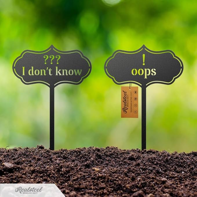 RealSteel - Seed & Plant Markers - Indoor/Outdoor Herb Garden Stakes - Elegant Fruit/Vegetable Seed Labels - Durable Plant Tags for Pots - Classy Design for Farmhouse/Greenhouse (Cabbage)