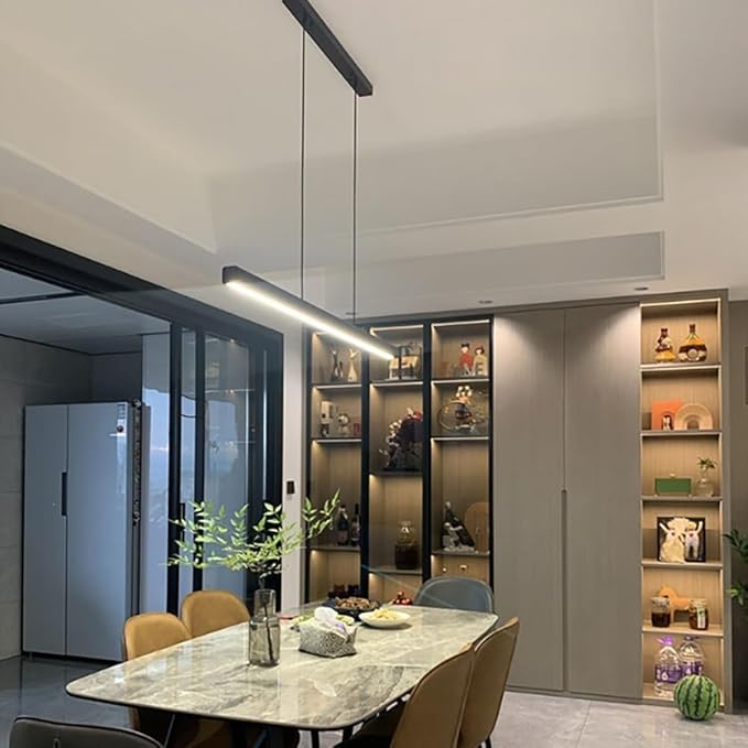 3000k-6000kModern Ceiling Pendant Light with Remote Control, Linear Chandelier Dining Light Fixture for Kitchen, Living Room, Dining Room (Dimming, 31.5inch)