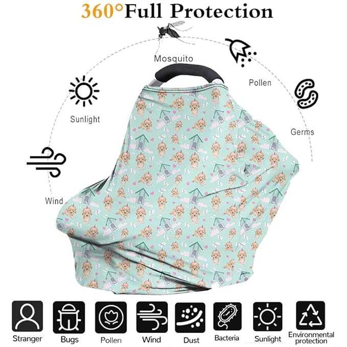 Forchrinse Red Ladybug Baby Car Seat Cover Infant Carseat Canopy for Boys Girls,Soft Ladybug Nursing Cover Breastfeeding Scarf Stretchy Stroller Cover for Babies