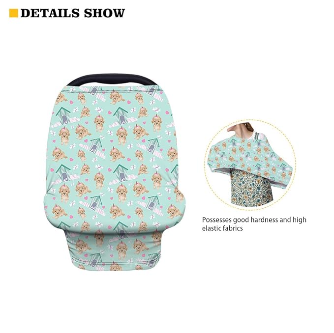 JEOCODY Galaxy Space Stars Print Multi Use Cover Soft Nursing Cover Elastic Carseat Canopy Stroller Cover Shopping Cart Cover