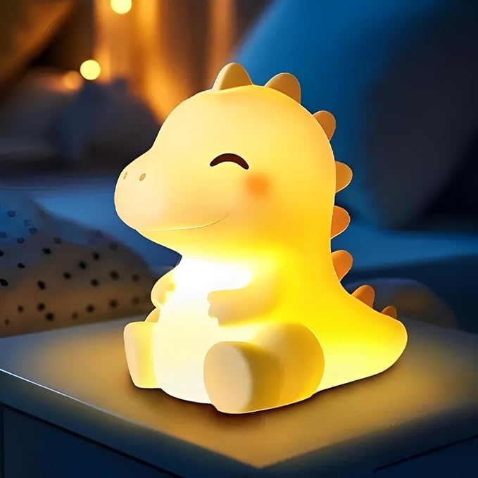 Mewaii Huggwaii Squishy Dinosaur Night Light for Kids, 4 White Noise Dimmable Silicone Kids Night Light, Long Battery Life Rechargeable Dinosaur Lamp,Toddler Nightlight,Boys & Baby Gifts Room Decor