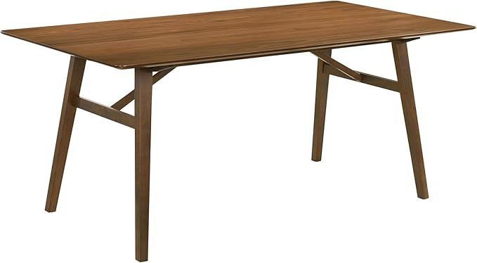 Armen Living Channell Mid Century Modern 5 Piece Walnut Wood Dining Table Set with Orange Fabric