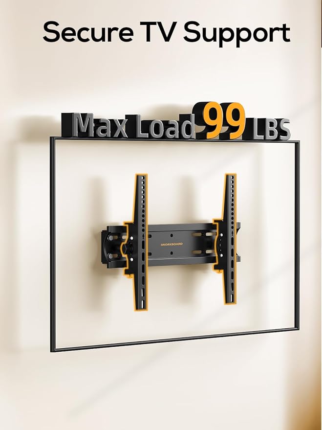 40 50 55 inch Tilting TV Wall Mount for 24-65 '' TVs, Low Profile TV Mount, Ultra Slim Wall Mounts TVs Bracket, Max VESA 400x400mm, 99 lbs & 16 inch Studs, Fit Most 32+ 42 43 45 Screen