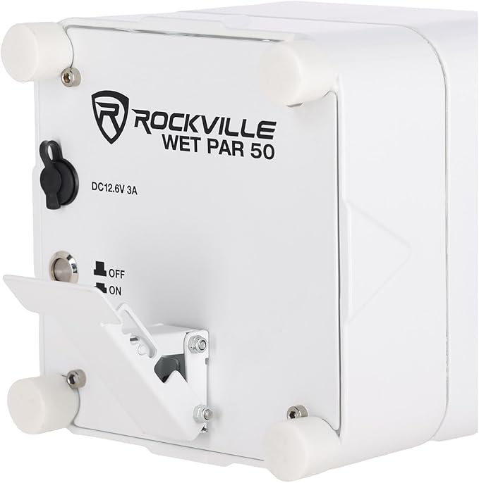 Rockville Wet PAR 50 White 25W Waterproof Battery DJ Light, RGBWA+UV LEDs, Wireless DMX, RF Remote, Long Battery Life, for Outdoor Events and DJs