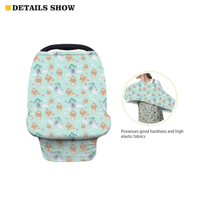 JEOCODY Halloween Ghost and Pumpkin Pattern Multi Use Cover Soft Nursing Cover Elastic Carseat Canopy Stroller Cover Shopping Cart Cover