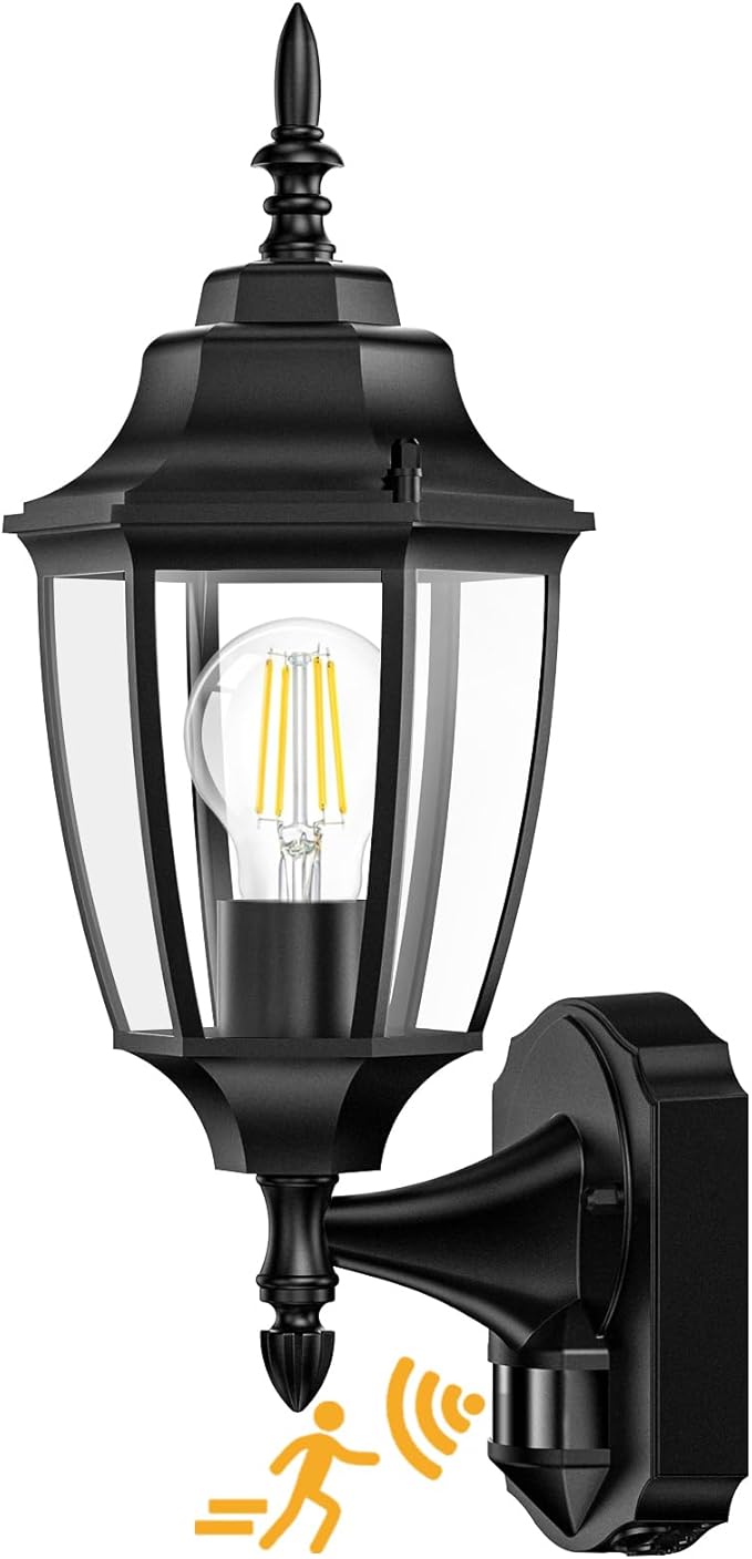 Lamomo Motion Sensor Outdoor Lights, Dusk to Dawn Outdoor Lighting, Exterior Aluminum Waterproof Porch Lights for Patio Front Door Garage（1 Pack