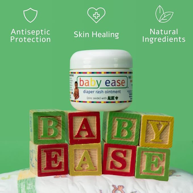 BabyEase - Diaper Rash Cream with Zinc Oxide and Aloe Vera - Recommended by Pediatricians and Pharmacists. Relief & Prevention, Hypoallergenic, Phthalate- & Paraben-Free Paste