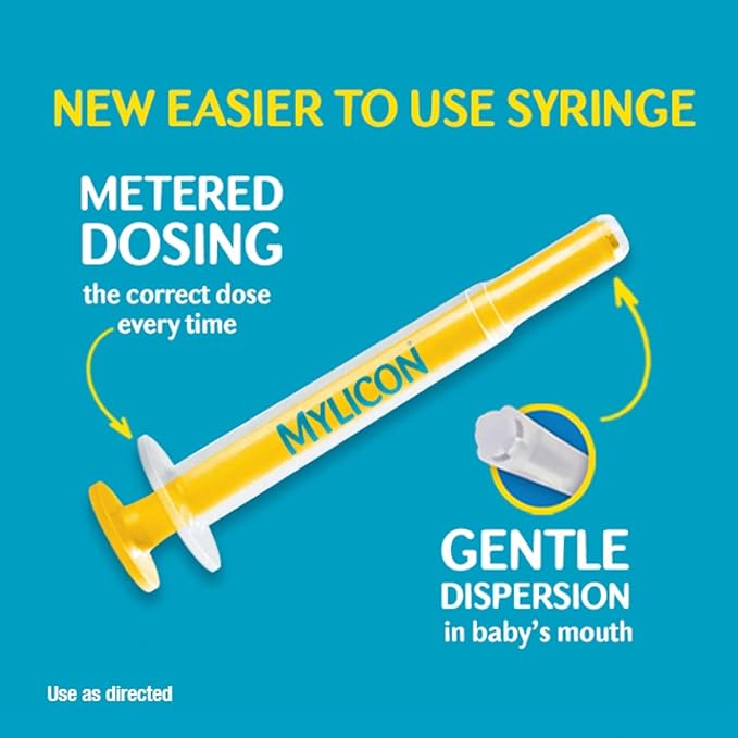 MYLICON Gas Relief Drops for Infants and Babies, Dye Free Formula, 1 Fluid Ounce with Updated Syringe (2-Pack)