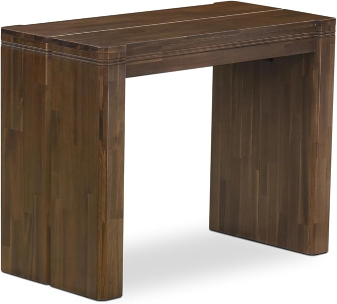 X02FO-208-18 - 5 Pieces Dining Room Set contains an Extendable Rectangle Kitchen Table, 2 Dining Chairs and 2 Modern Benches, 39x120 Inch, Antique Walnut