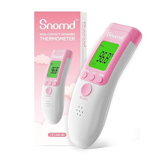 Digital Non-Contact Infrared Forehead Thermometer for Adults, Kids, and Baby, 3-in-1 Medical Grade Thermometer with Fever Indicator, Instant Reading, Backlit LCD Display