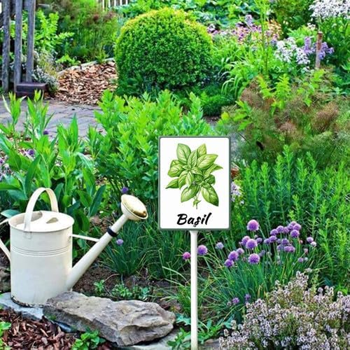 FemiaD Plant Label Signs Planted Herb Garden Markers Waterproof Aluminum Plant Stake Tags Basil Sign for Nursery Indoor Outdoor Garden Decoration 8x12inch