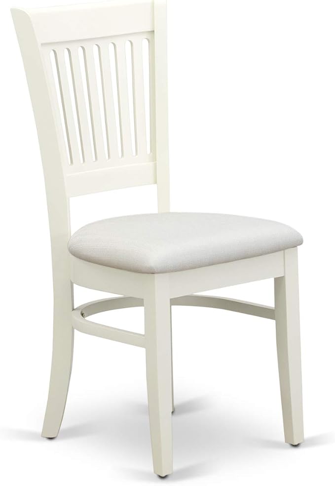East West Furniture NDVA3-LWH-C 3 Piece Kitchen Table & Chairs Set Contains a Rectangle Dining Room Table with Dropleaf and 2 Linen Fabric Upholstered Chairs, 30x48 Inch, Linen White