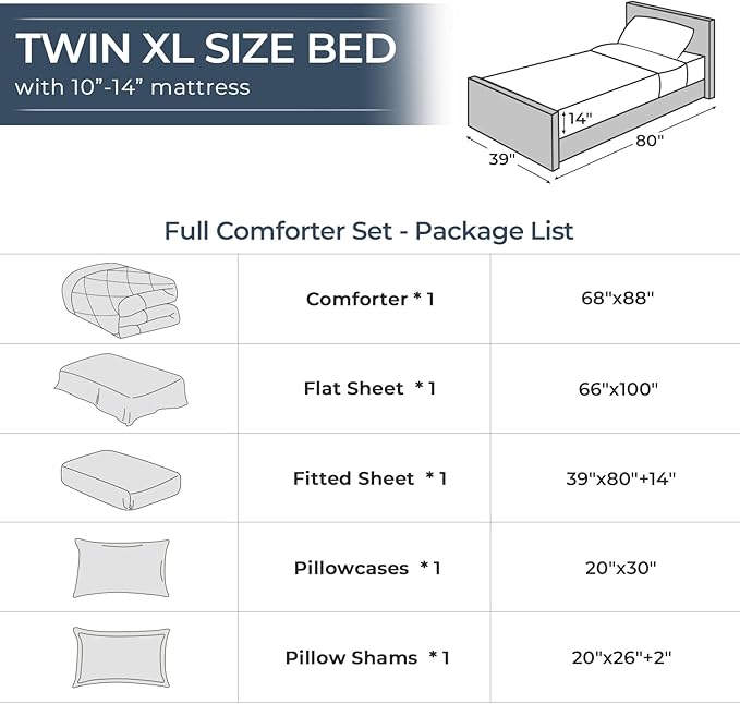 HEVUMYI Twin-XL Comforter Set - 5-Piece All Season Bed in a Bag Twin-XL, Ultra Soft Bedding Set with Comforter, Flat Sheet, Fitted Sheet, Pillowcases, Pillow Shams, Yellow & Light Grey