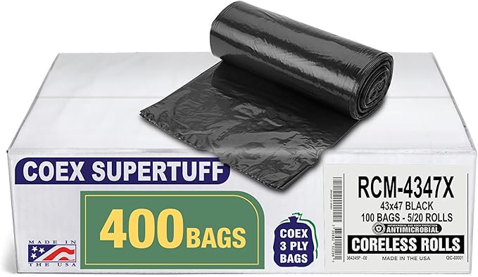 Aluf Plastics - 3 Ply Trash Bags, 56 Gallon, 1.5 Mil