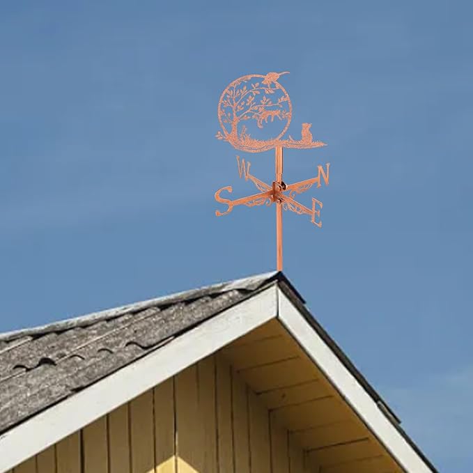 SUPERDANT Tree Cat Weather Vane Playing Cats Wind Vanes for Yard Animal Metal Weathervane Roof Mount for Gardens Outside Reddish Copper Weathervanes Farmhouse Farm Barn Sheds Patio Decorations