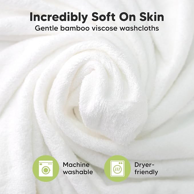 6-Pack Baby Washcloths – Soft Absorbent Viscose from Bamboo Washcloths for Face, Body, Baby Towels for Newborn, Kids, Toddlers, Infant, Gentle on Sensitive Skin, 10x10 Reusable Face Towels (Peachy)