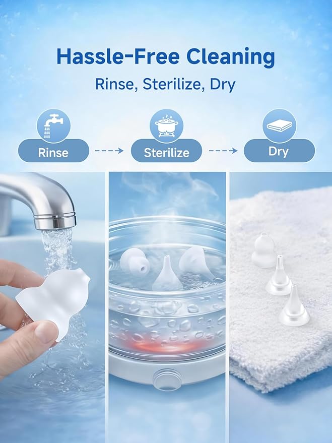 Nasal Aspirator Replacement Tips Compatible with GROWNSY, X-Bosak, Soft Silicone Baby Nose Suction Parts, BPA-Free Accessories