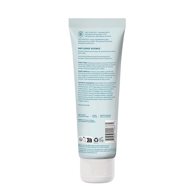 ATTITUDE Baby Lotion, EWG Verified Moisturizer, Dermatologically Tested Moisturizing Cream, Vegan and Cruelty-Free, Good Night Scent, 8 Fl Oz
