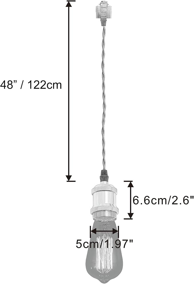 Kiven H-Type Wire Track Light Pendants, 48 Inch Cord Length Black Weave Rope, 3 Pack Decorative Pendant Light Industrial Factory Pendant Lamp 3 Pack,Bulb Not Included（Copper Red）