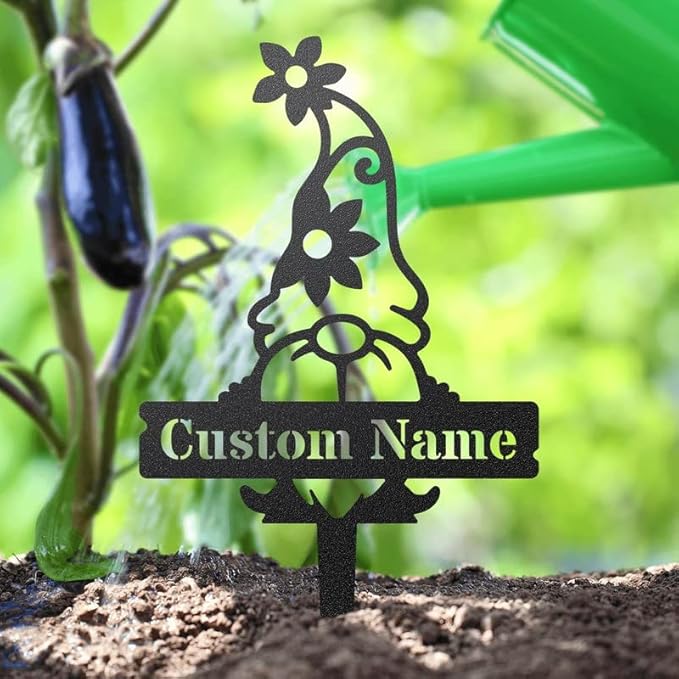 RealSteel Customizable Gnome Seed & Plant Markers – Durable Metal Garden Stakes for Herbs, Fruits & Vegetables – Weatherproof Tags for Farmhouse & Greenhouse Décor (Type 3, Large)