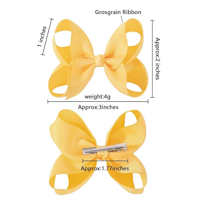20PCS 3'' Hair Bows for Girls Toddlers, Grosgrain Ribbon Hair Bows with Alligator Clips, Toddler Hair Accessories for Toddlers Baby Girls Kids Teens (10 Colors in Pairs)