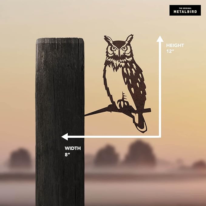 METALBIRD - Great Horned Owl - Outdoor Tree Ornaments in Corten Steel - Metal Art Proudly Made in The USA