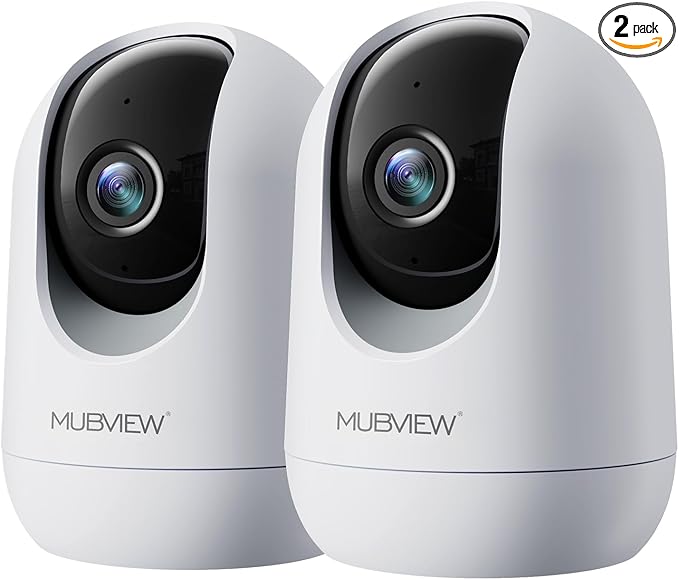 MUBVIEW Cameras for Home Security, 2.4/5GHz WiFi 2K Indoor Wired Se2.curity Baby/Pet Camera with Phone App, Night Vision, 24/7 Record, 2-Way Audio, Motion Tracking, Cloud Storage