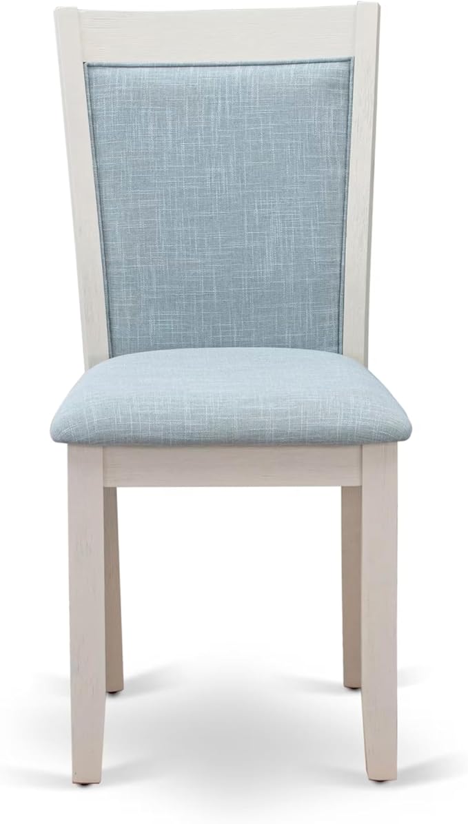 East West Furniture V097MZ015-6 6 Piece Dining Table Set Contains a Rectangle Dining Room Table and 4 Baby Blue Linen Fabric Parson Chairs with a Bench, 40x72 Inch, Multi-Color