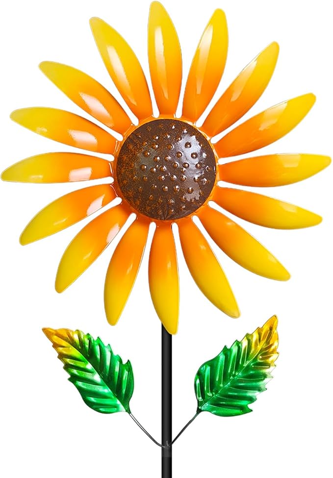 Sunflower Wind Spinner for Garden Decor - 40" Metal Wind Spinners Outdoor, 360° Rotating Windmill Yard Art, Kinetic Wind Sculptures for Home Lawn Backyard Patio Decor, Gifts for Garden Lovers