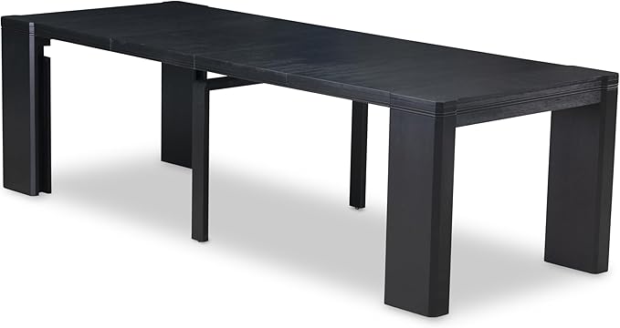 X12SI-006-48 - 13-piece Modern Dining Room Table Set a Rectangular Kitchen Table and 12 coffee Linen Fabric Dining Chair, 39x120 Inch, Wire Brushed Black
