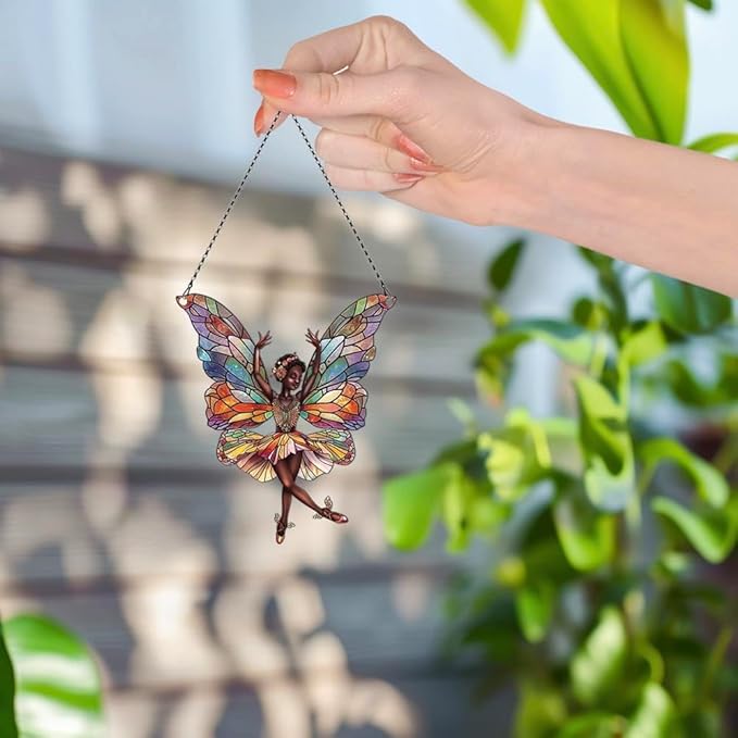 Acrylic Fairy Window Hanging; Black Christmas Decor, Home Wall Room Hanging Decor, Gift for Fairy Lovers