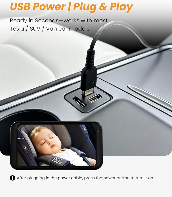Babyvue Car Camera for Baby with Video Recording & Playback, 4.5" 1080P HD Baby Car Monitor, Auto Night Vision, USB Plug & Play Car Baby Monitor, Rear Facing Car Seat Camera for Infants/Kids,Pink