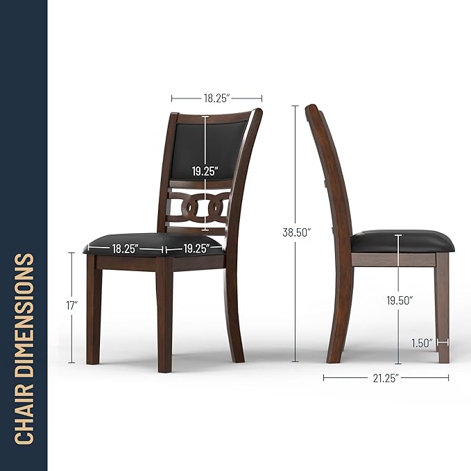 New Classic Furniture Gia 5-Piece Round Dining Set with 1 Dining Table and 4 Chairs, 47-Inch, Brown