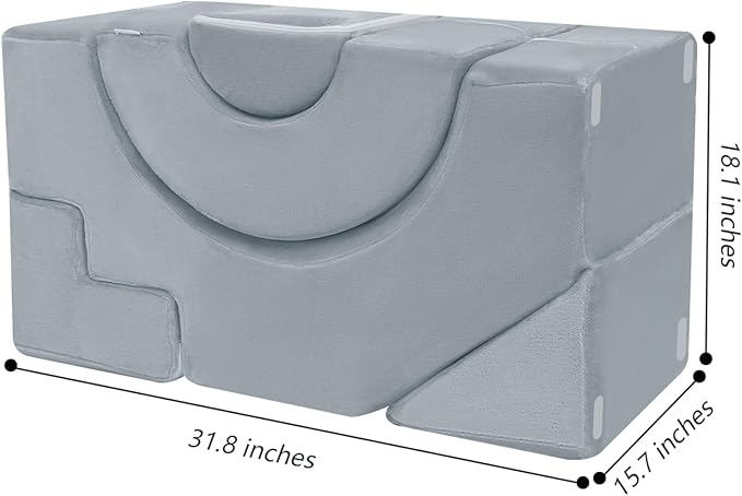 MeMoreCool Foam Climbing Toddler Couch, Modular Kids Sofa with Slide & Stair, Convertible Baby Couch for Playroom, Sectional Furniture for Crawling, Climbing, and Kids’ Play