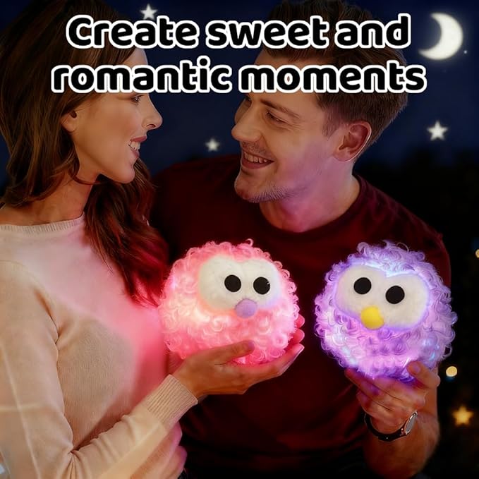 Plush Night Light Cute LED Table Lamp Cozy Dimmable Nightlight Trendy Rechargeable Bedside Lamp Funny Desk Decor Lamp for Halloween Christmas Birthday Gift (BMSE)