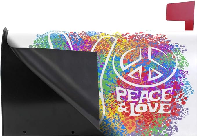 ALAZA Retro Hippie Symbol Love Peace Magnetic Mailbox Cover MailWraps Garden Yard Home Decor for Outside Oversized-25.5" x20.8"