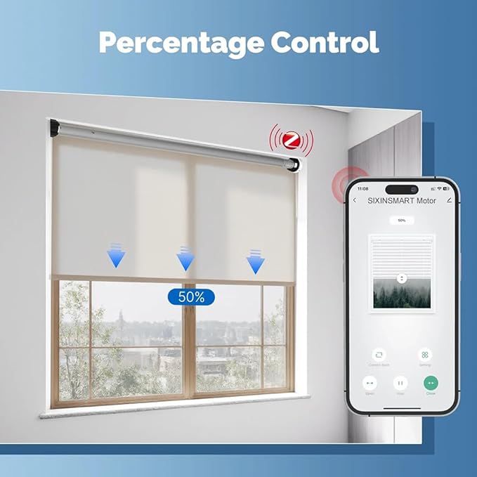 ZigBee 3.0 Smart Roller Shade Motor for 2" Tube, Heavy Duty 6.0N.m 10N.m Electric Blinds Retrofit Kit, Compatible with Alexa/Google Home (6.0 N.m Motor Suitable for Φ40mm (1.57") Groove Tube)