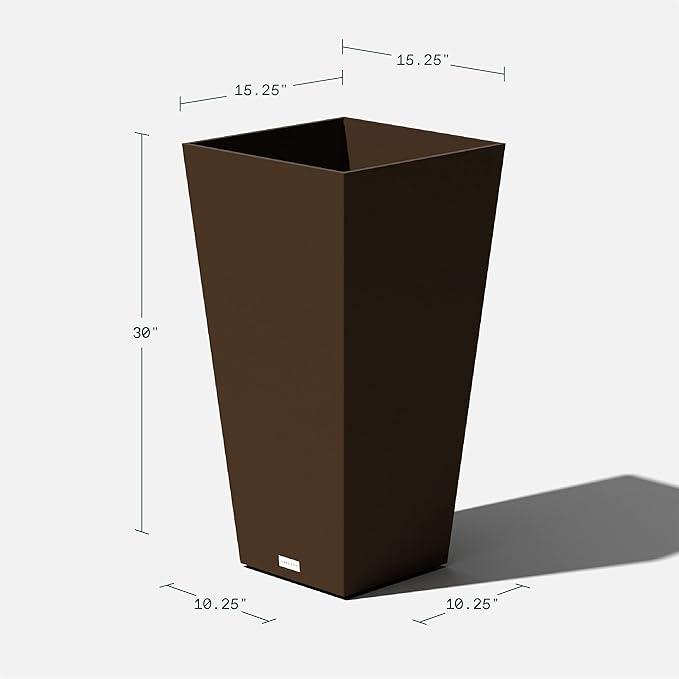 Veradek V-Resin Indoor/Outdoor Taper Planter, Set of 2 (30 inch, Espresso)
