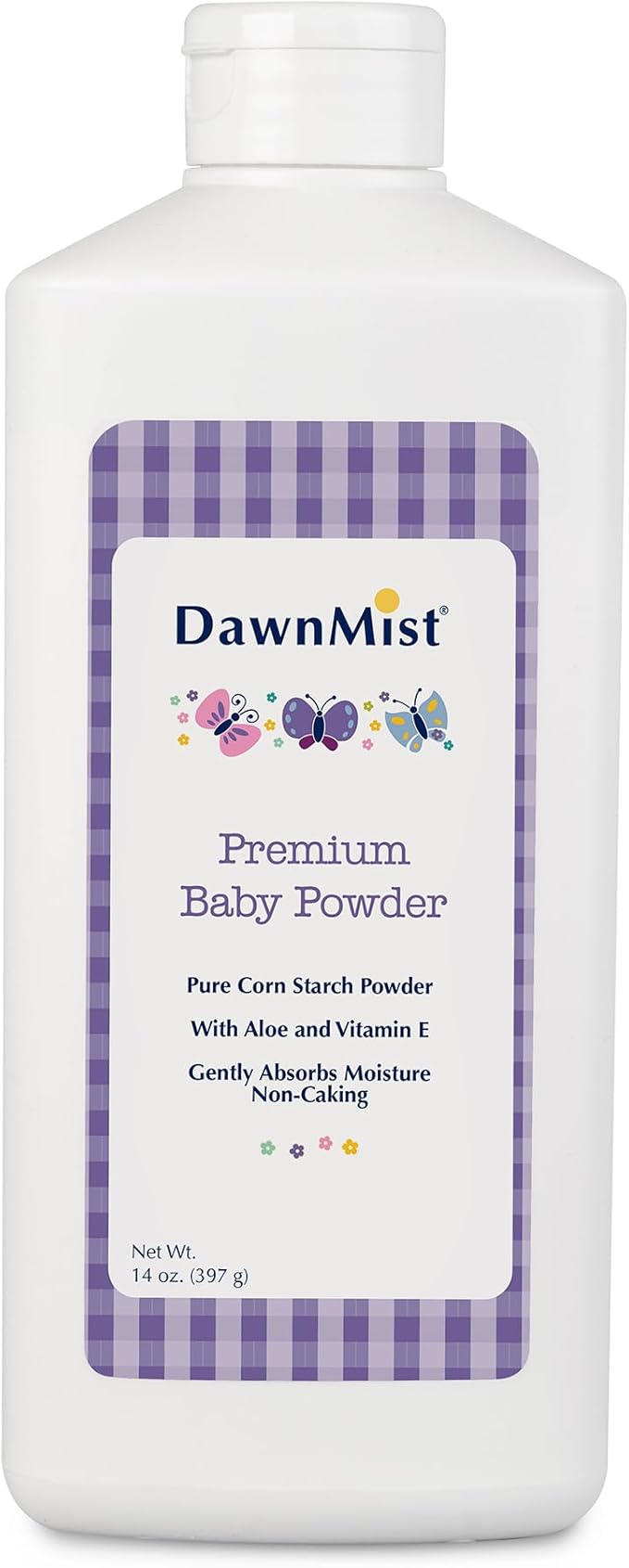 Dukal DawnMist Premium Baby Powder – 14 oz | Talc-Free, Hypoallergenic, with Aloe & Vitamin E | Soothes and Protects Delicate Skin