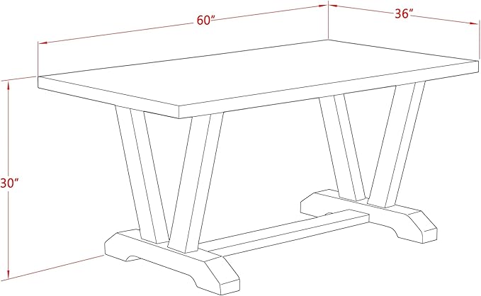 East West Furniture V696AB106-7 7 Piece Dining Set Consist of a Rectangle Dining Room Table with V-Legs and 6 Shitake Linen Fabric Upholstered Chairs, 36x60 Inch, Multi-Color