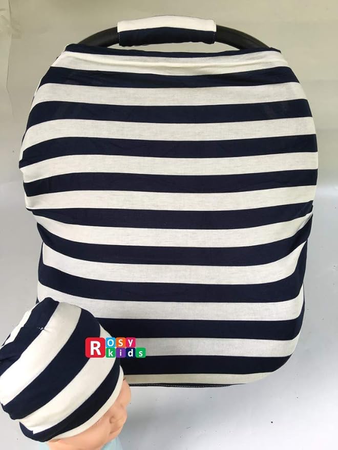 9pc Unisex Baby Boy Girl Ultimate Set of Infant Car Seat Cover Canopy Headrest Blanket Hat Nursing Scarf, 06JE04
