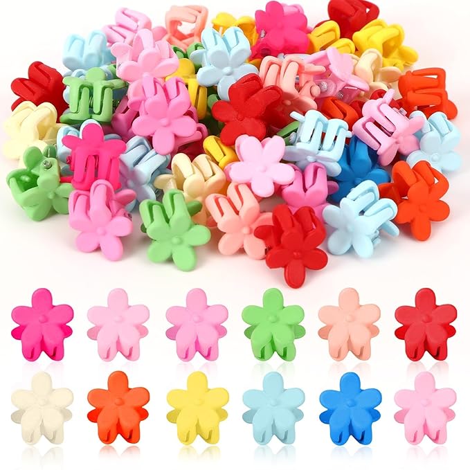 JANYUN 50 Pcs Colorful Mini Hair Claw Small Hair Clips Clamps Hair Accessories for Women Decorative Bun Tiny Hair Clips, Assorted Colors