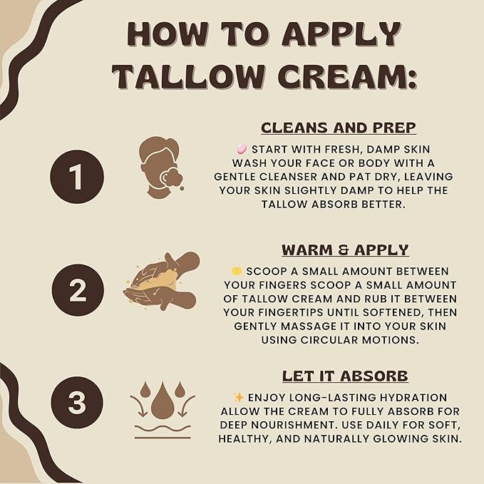 Tallow And Tale Grass-Fed & Finished Organic Tallow Cream | Face & Body Moisturizer | For Sensitive, Dry & Irritated Skin (8 OZ, Heaven Scent - Tea Tree & Rosemary)